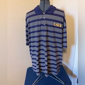 LSU Purple & White Striped Polo Shirt